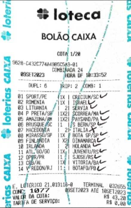 Comprovante 13 pontos — concurso 1077